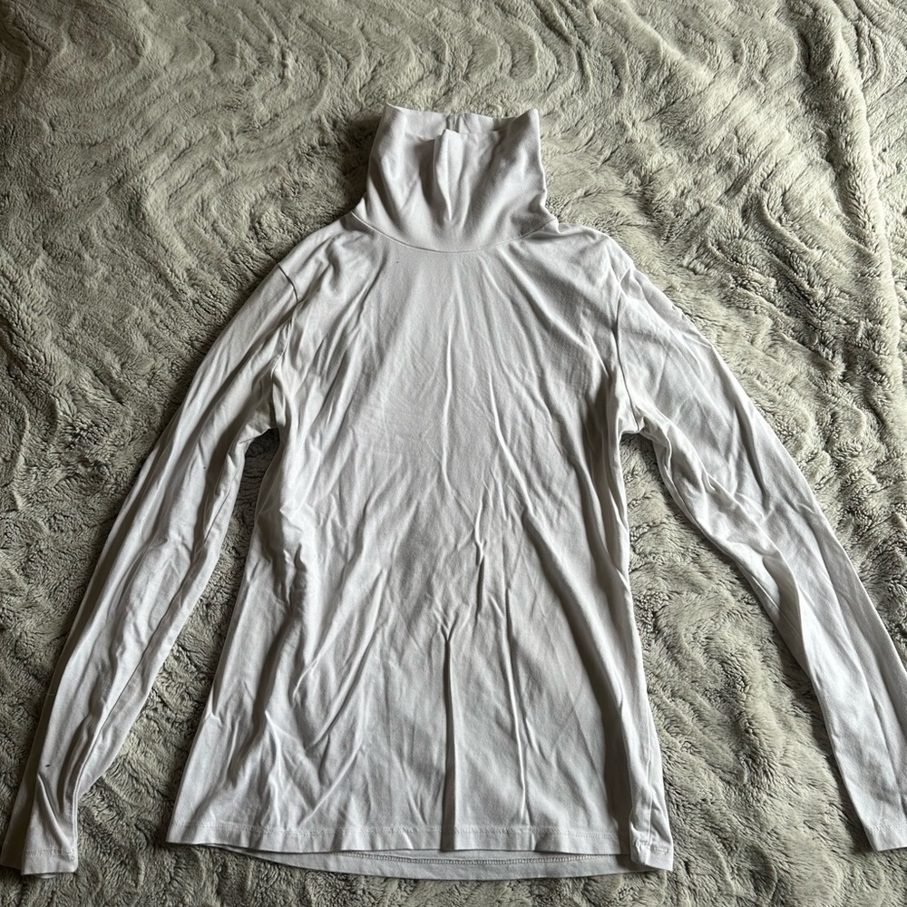 White Turtleneck Long Sleeve Top
